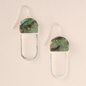 Modern Stone Chandelier Earring - African Turquoise/Silver (EX006)