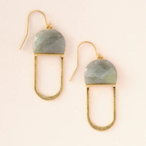 Modern Stone Chandelier Earring - Labradorite/Gold (EX003)