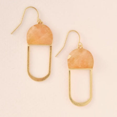 Modern Stone Chandelier Earring - Sunstone/Gold (EX001)