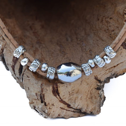 Silver Beaded Necklace (N14)