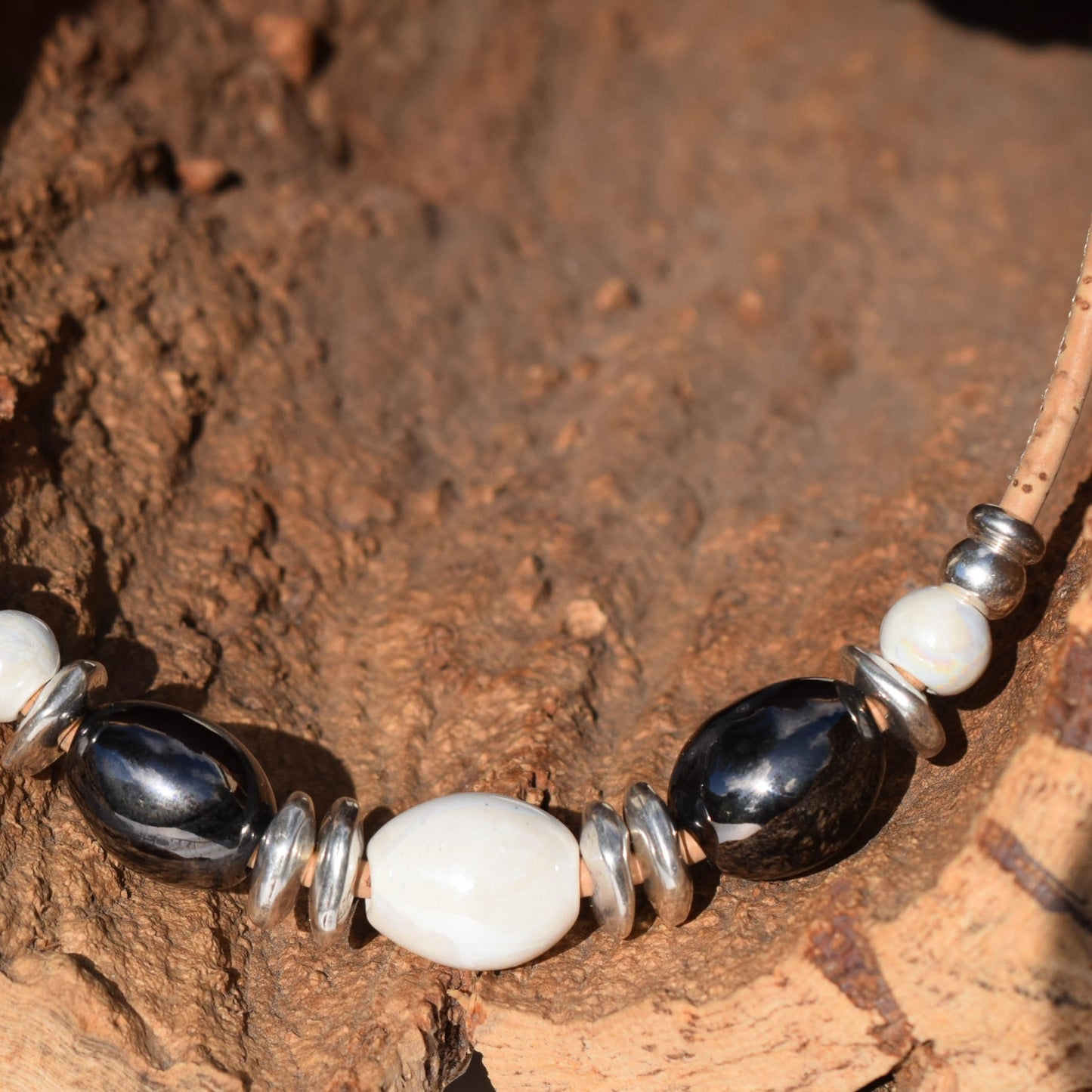 Black & White Beaded Necklace (N50)