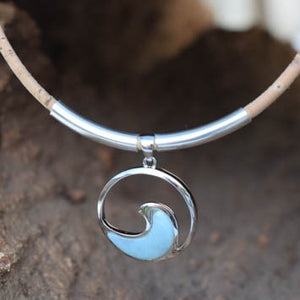 Sterling Silver with Larimar Wave Necklace (N65)