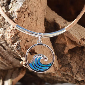 Sterling Silver with Opal Wave Necklace (N78)