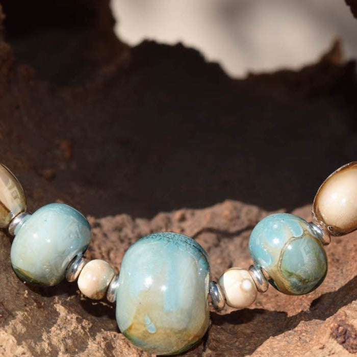 Ceramic Beaded Cork Necklace (N44)