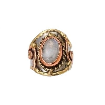 Rainbow Moonstone Cuff Ring (R2212)