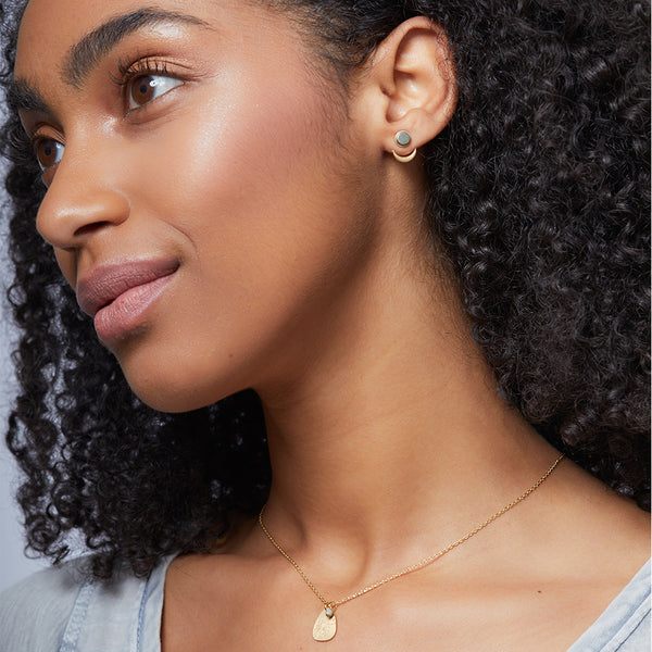 Stone Moon Phase Ear Jacket - Sunstone | Silver (EU006)