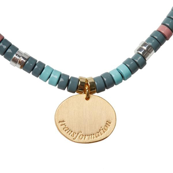 Stone Intention Charm Bracelet - African Turquoise/Gold (SC008)