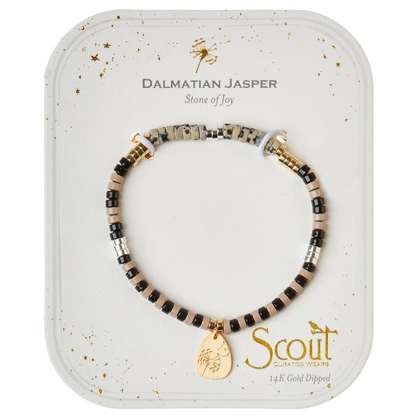 Stone Intention Charm Bracelet - Dalmatian Jasper/Gold (SC007)