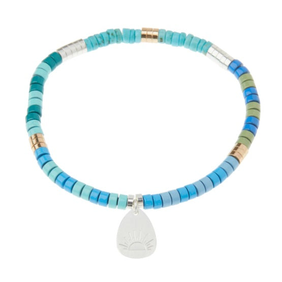 Stone Intention Charm Bracelet - Turquoise/Silver/Gold (SC002)