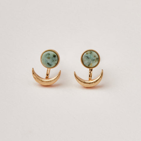 Stone Moon Phase Ear Jacket - African Turquoise | Gold (EU001)