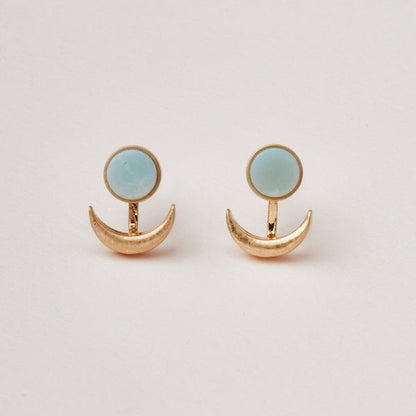 Stone Moon Phase Ear Jacket - Amazonite | Gold (EU003)