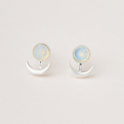 Stone Moon Phase Ear Jacket - Opalite | Silver (EU004)