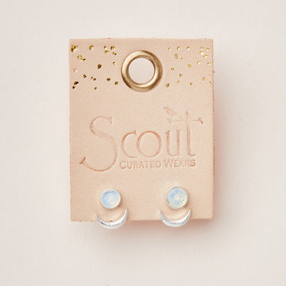 Stone Moon Phase Ear Jacket - Opalite | Silver (EU004)