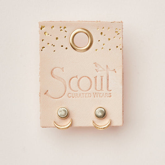 Stone Moon Phase Ear Jacket - Pyrite | Gold (EU002)