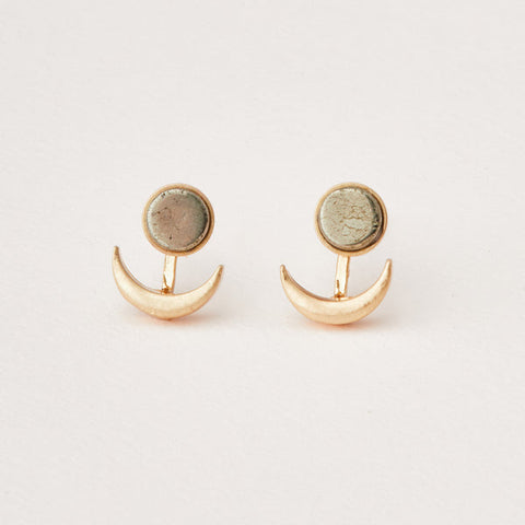 Stone Moon Phase Ear Jacket - Pyrite | Gold (EU002)