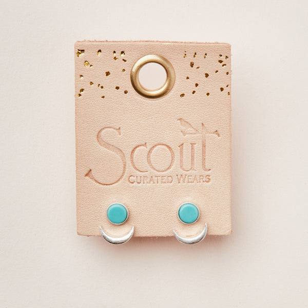 Stone Moon Phase Ear Jacket - Turquoise | Silver (EU005)