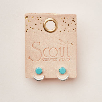 Stone Moon Phase Ear Jacket - Turquoise | Silver (EU005)