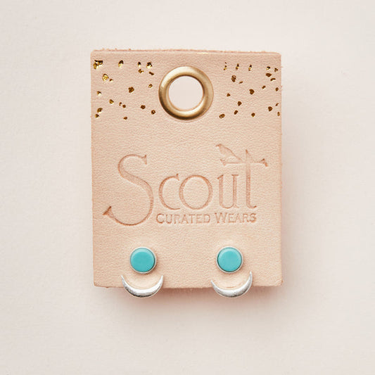 Stone Moon Phase Ear Jacket - Turquoise | Silver (EU005)