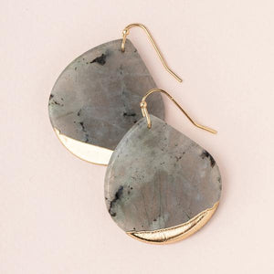 Stone Dipped Teardrop Earring - Labradorite/Gold (ED001)