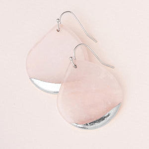 Stone Dipped Teardrop Earring - Rose Quartz/Silver (ED002)