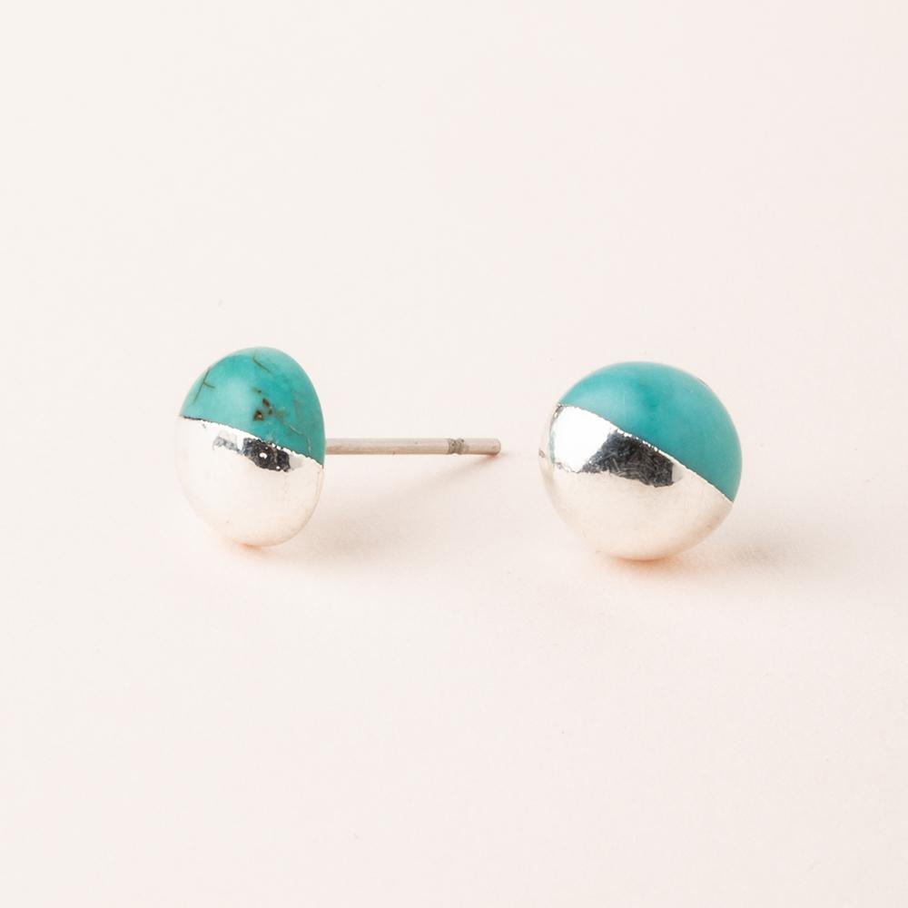 Dipped Stone Stud - Turquoise/Silver (ES005)