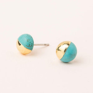 Dipped Stone Stud - Turquoise/Gold (ES004)