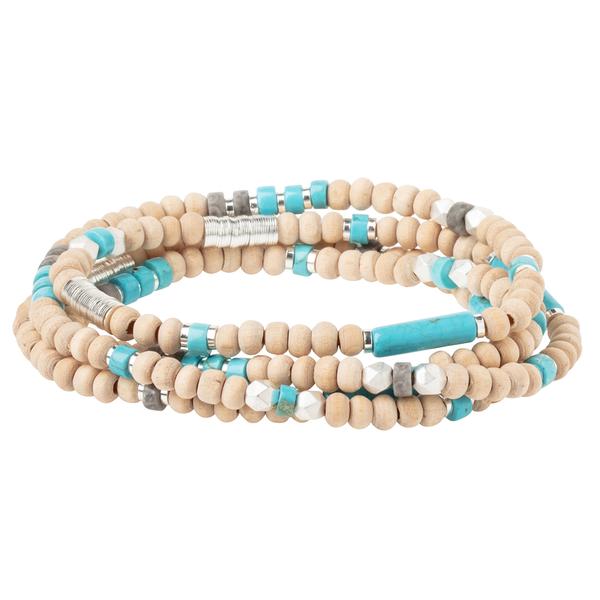 Wood, Stone & Metal Wrap - Turquoise/Silver (WB001)