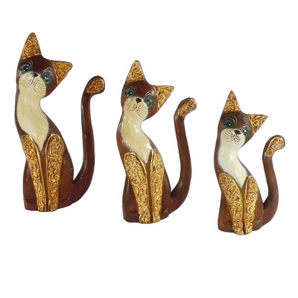 Wooden Cat Figurines