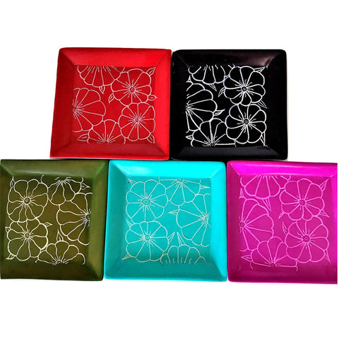Square Flower Etched Plates (C4239)