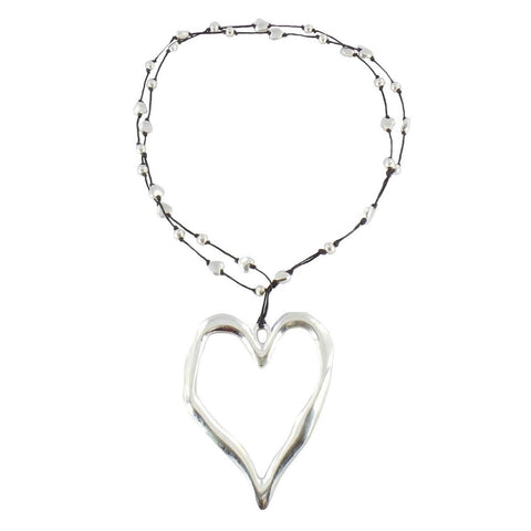 Open Heart Silver Necklace