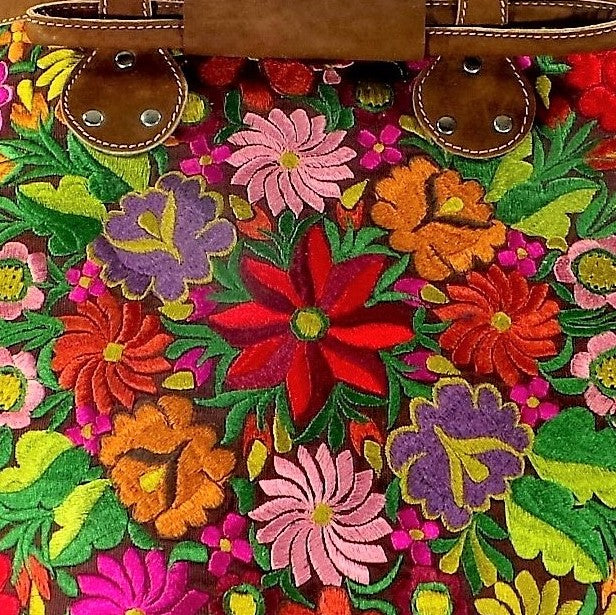 Brown Embroidered Tote (AP26)