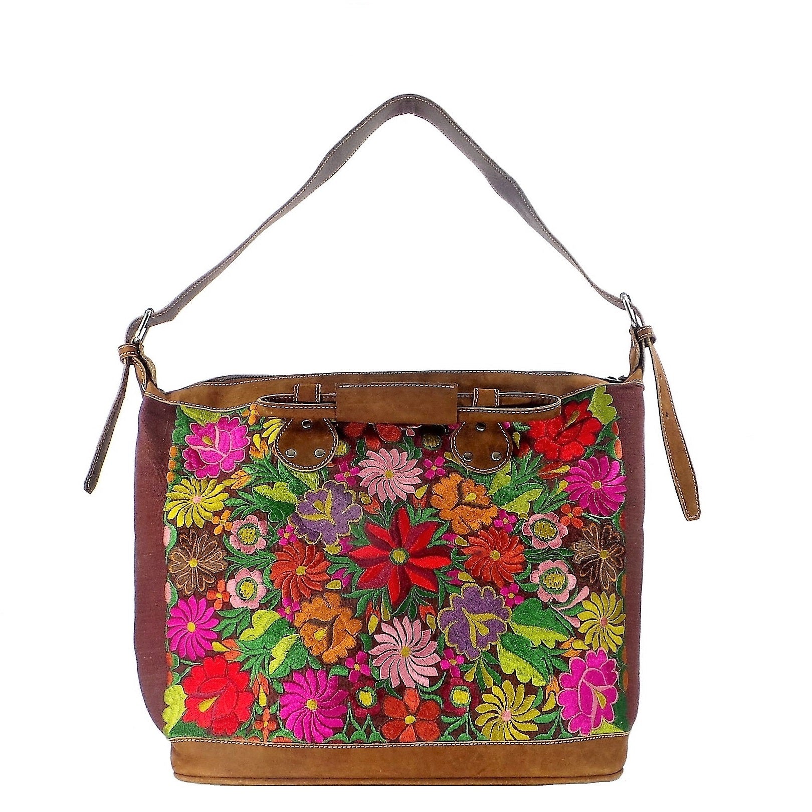 Brown Embroidered Tote (AP26)